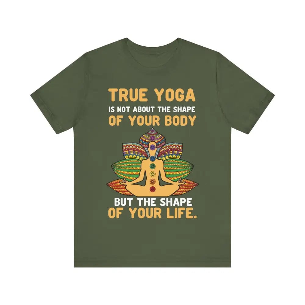 Yoga is about the shape of your life Unisex Jersey Short Sleeve Yoga Tee - Military Green / S - T-Shirt