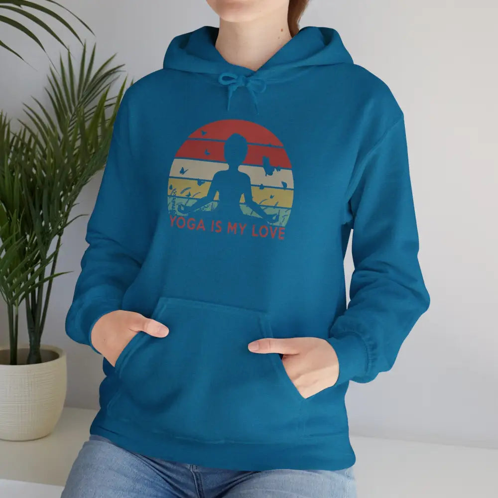 Yoga is my Love Heavy Blend™ Hooded Sweatshirt - Antique Sapphire / S - Hoodie