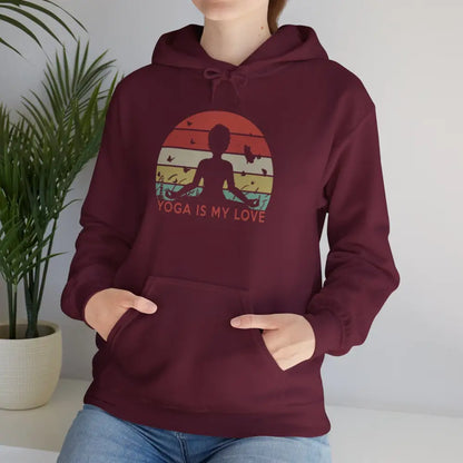 Yoga is my Love Heavy Blend™ Hooded Sweatshirt - Maroon / S - Hoodie