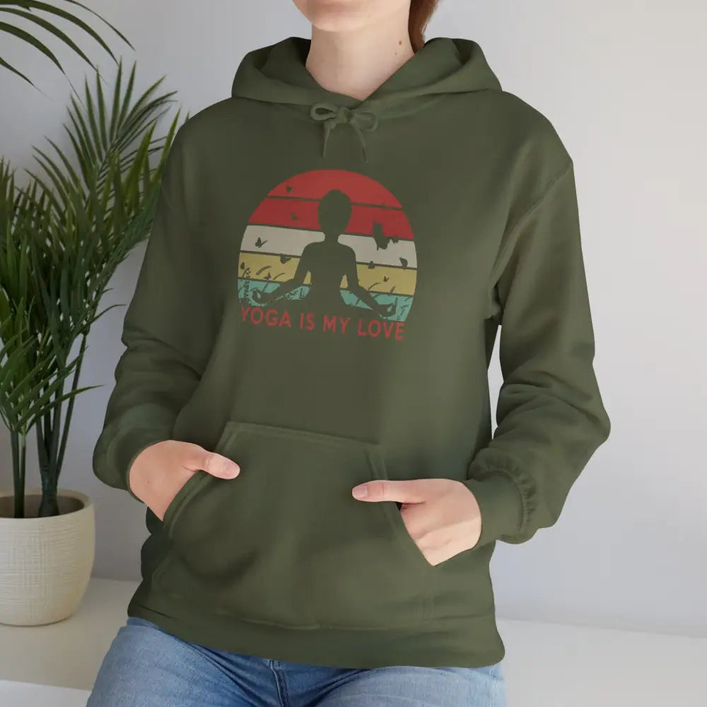 Yoga is my Love Heavy Blend™ Hooded Sweatshirt - Military Green / S - Hoodie