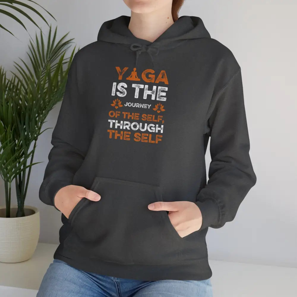 Yoga Is The Journey Hoodie – Spiritual Self-Discovery Sweatshirt - S / Dark Heather - Hoodie