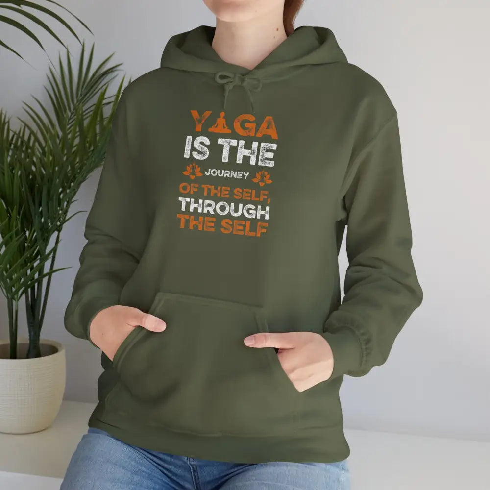 Yoga Is The Journey Hoodie – Spiritual Self-Discovery Sweatshirt - S / Military Green - Hoodie