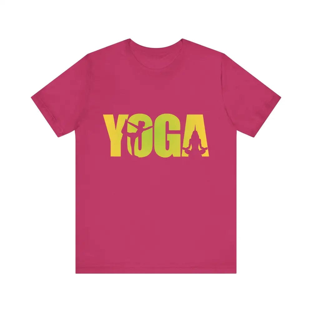 Yoga Lettering w Pose Unisex Jersey Short SleeveTee - Berry / S - T-Shirt