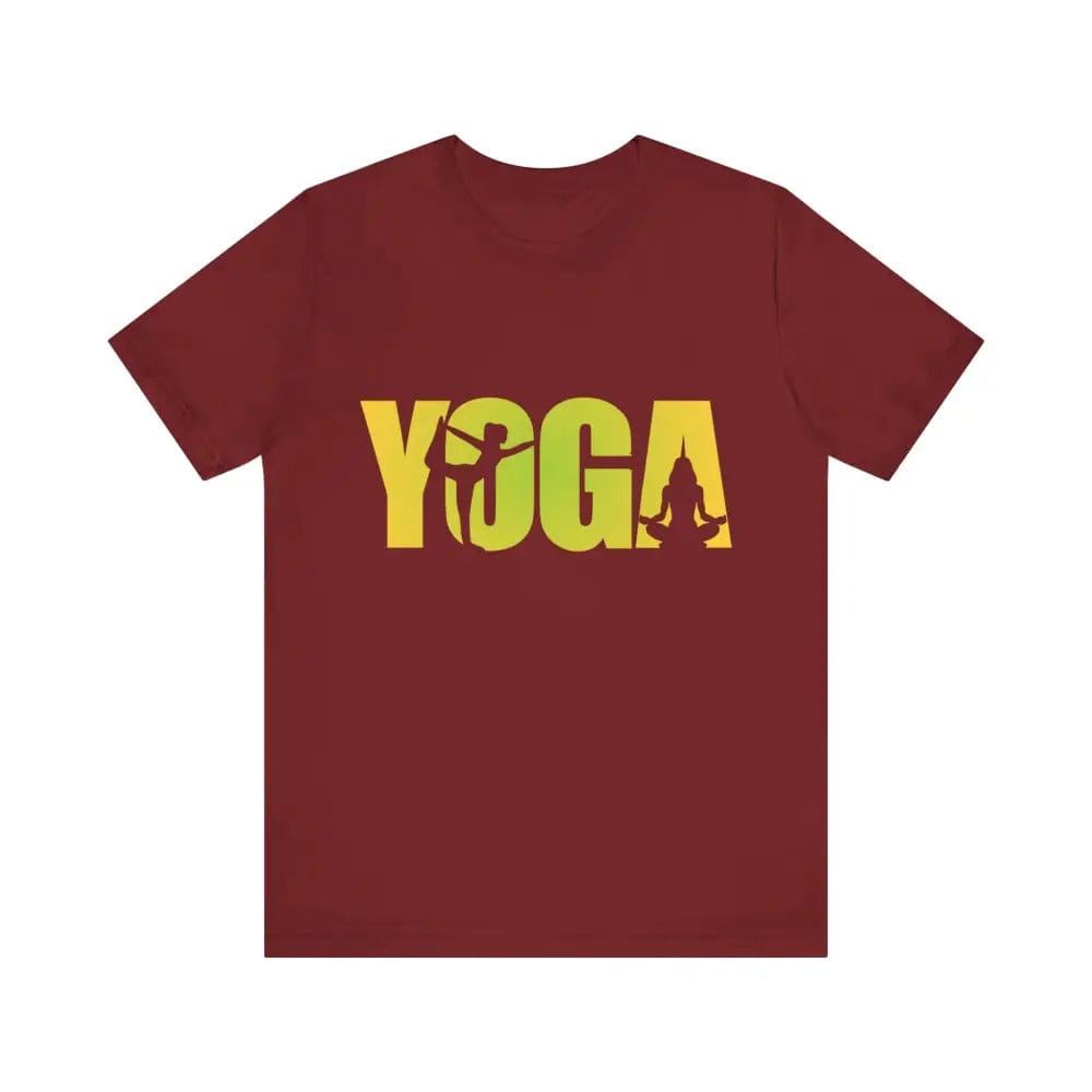 Yoga Lettering w Pose Unisex Jersey Short SleeveTee - Cardinal / S - T-Shirt