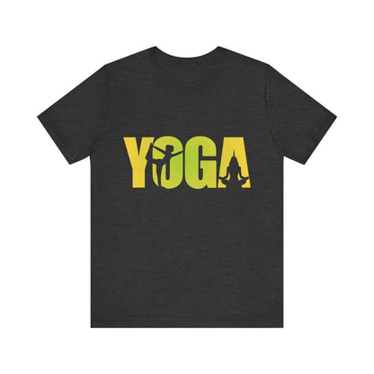 Yoga Lettering w Pose Unisex Jersey Short SleeveTee - Dark Grey Heather / S - T-Shirt