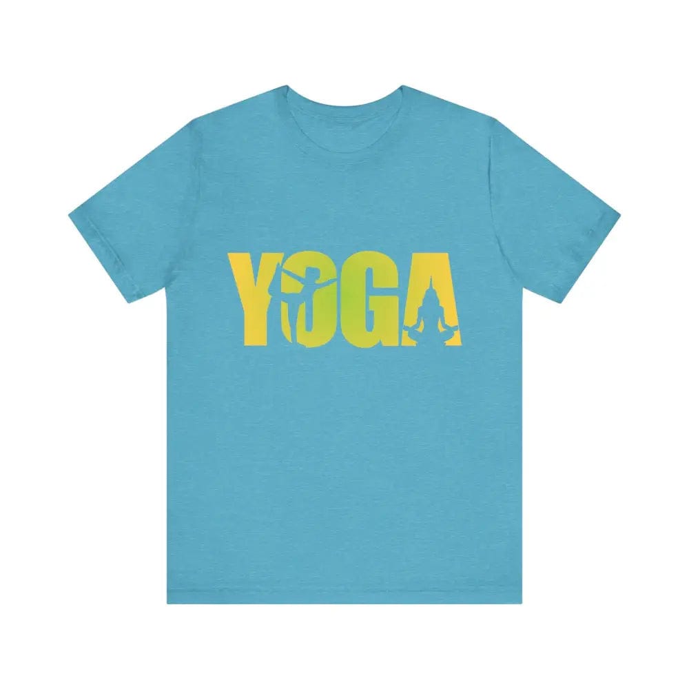 Yoga Lettering w Pose Unisex Jersey Short SleeveTee - Heather Aqua / S - T-Shirt