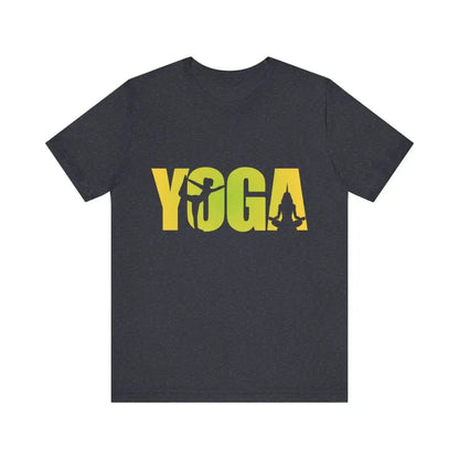 Yoga Lettering w Pose Unisex Jersey Short SleeveTee - Heather Navy / S - T-Shirt