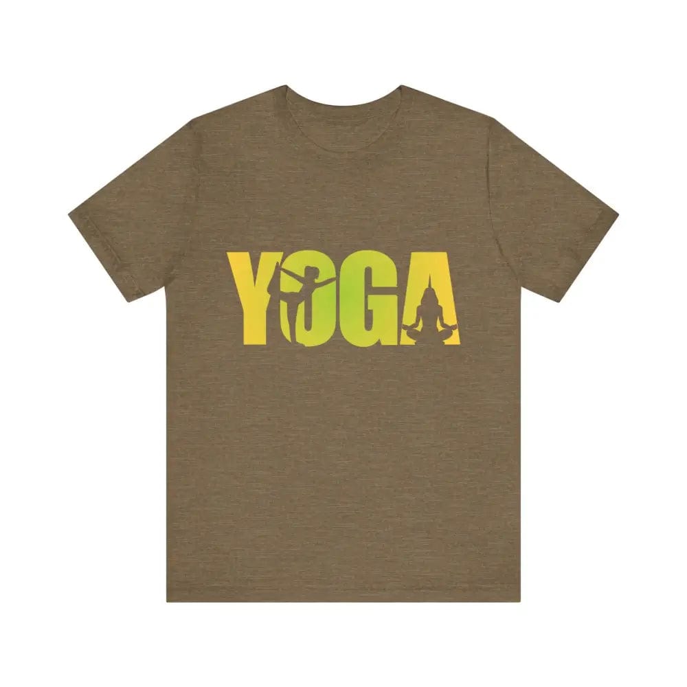 Yoga Lettering w Pose Unisex Jersey Short SleeveTee - Heather Olive / S - T-Shirt