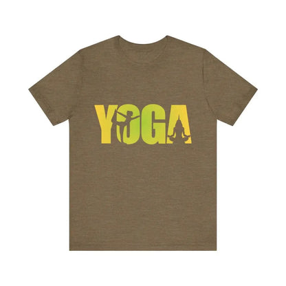 Yoga Lettering w Pose Unisex Jersey Short SleeveTee - Heather Olive / S - T-Shirt