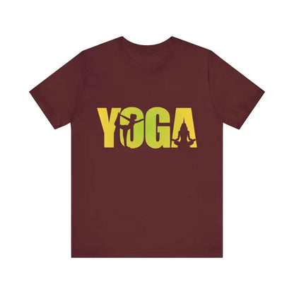 Yoga Lettering w Pose Unisex Jersey Short SleeveTee - Maroon / S - T-Shirt