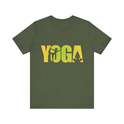 Yoga Lettering w Pose Unisex Jersey Short SleeveTee - Military Green / S - T-Shirt