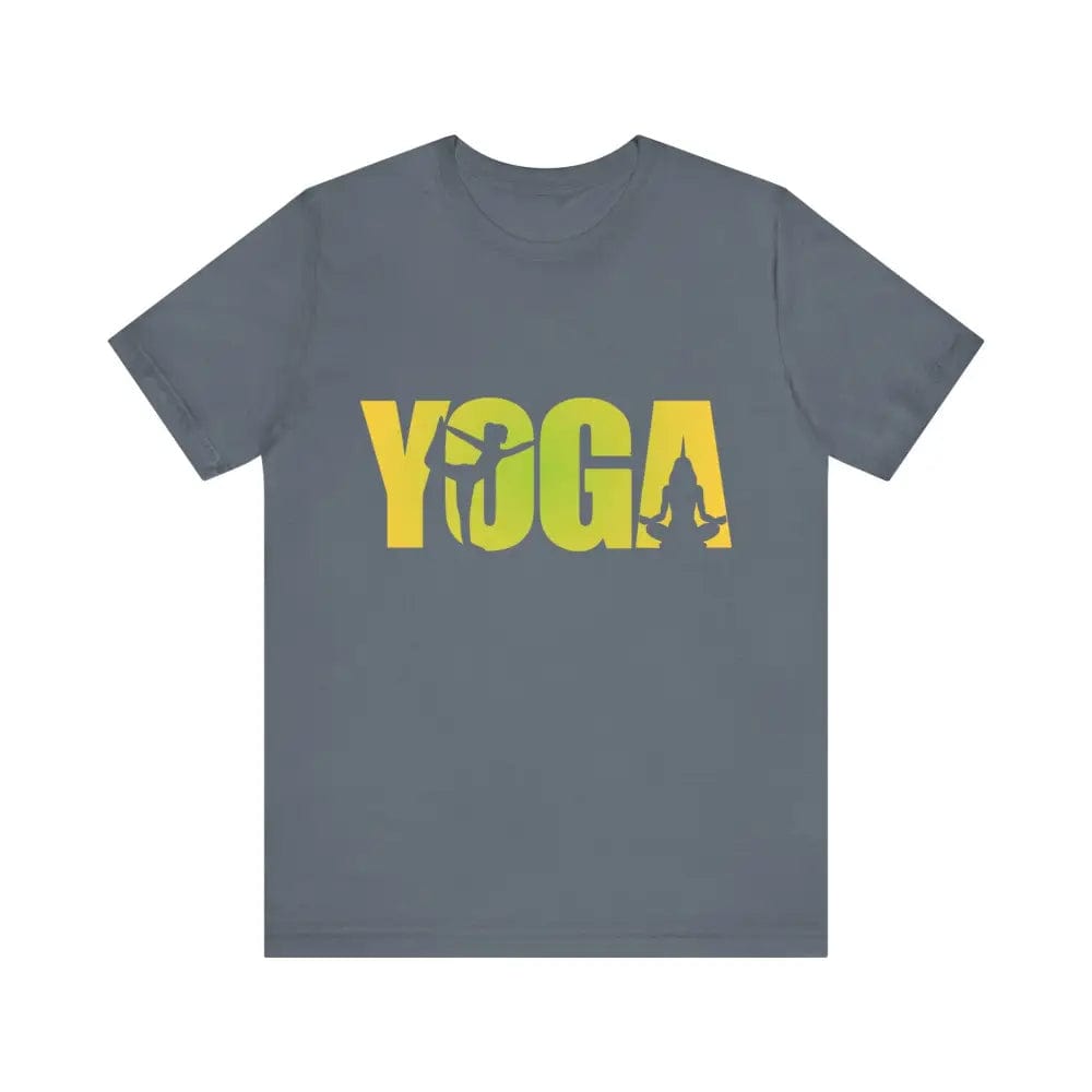 Yoga Lettering w Pose Unisex Jersey Short SleeveTee - Steel Blue / S - T-Shirt