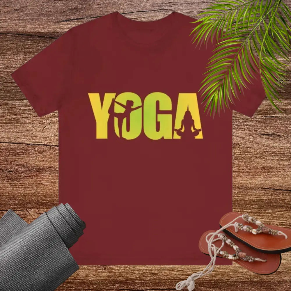 Yoga Lettering w Pose Unisex Jersey Short SleeveTee - T-Shirt