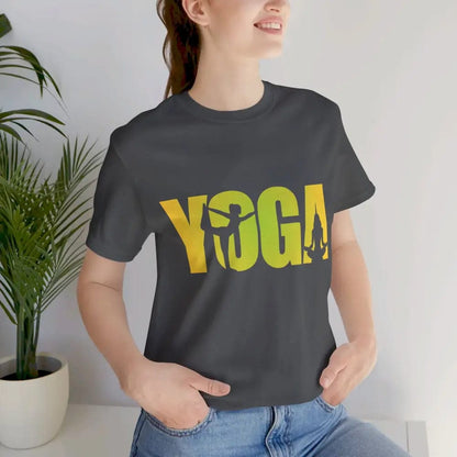 Yoga Lettering w Pose Unisex Jersey Short SleeveTee - T-Shirt