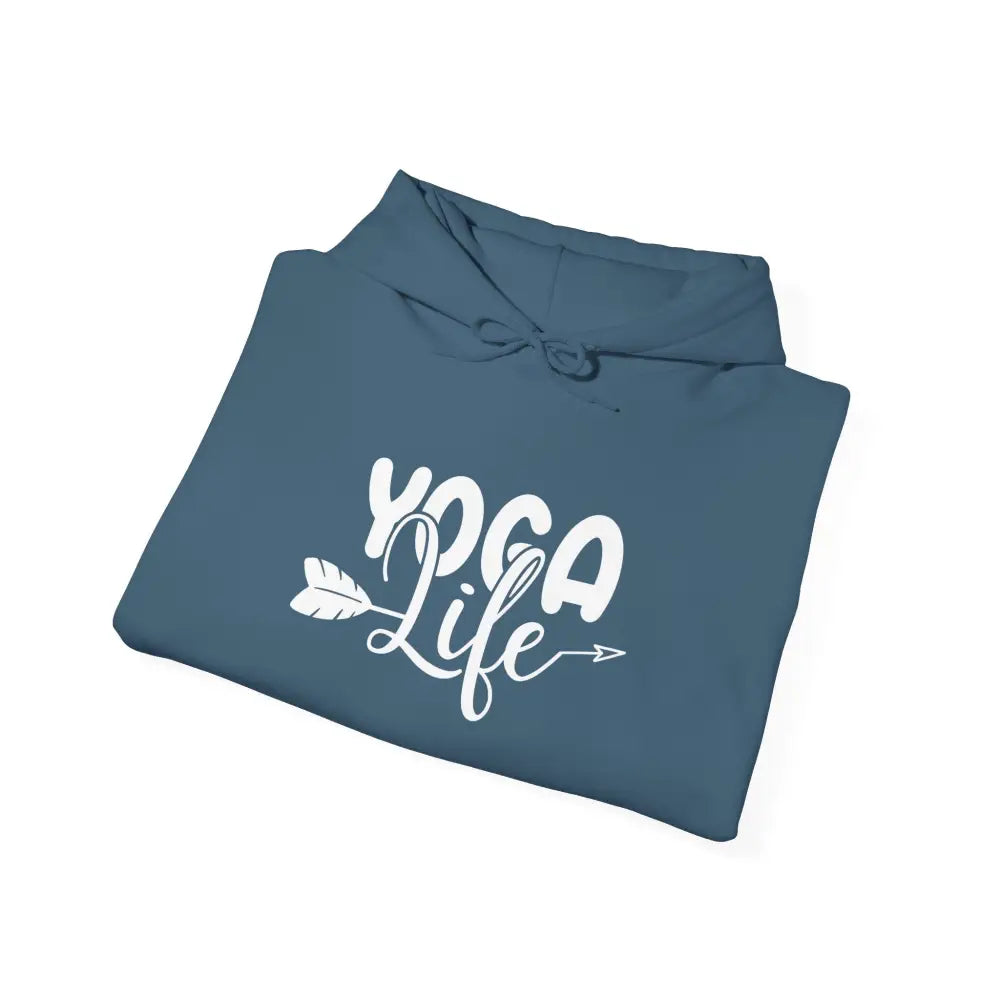 Yoga Life Hoodie - ’Yoga Life’ Arrow Graphic Pullover for Yogis - Hoodie