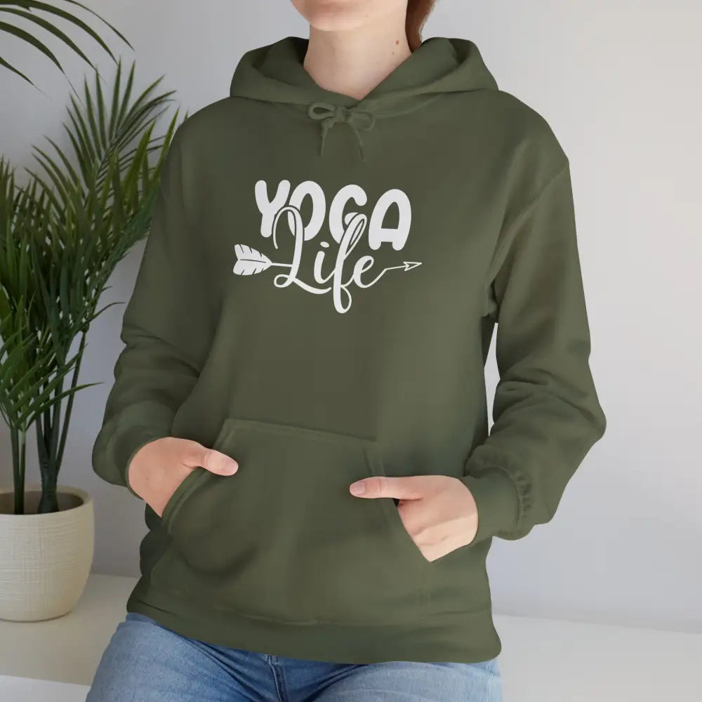 Yoga Life Hoodie - ’Yoga Life’ Arrow Graphic Pullover for Yogis - Hoodie