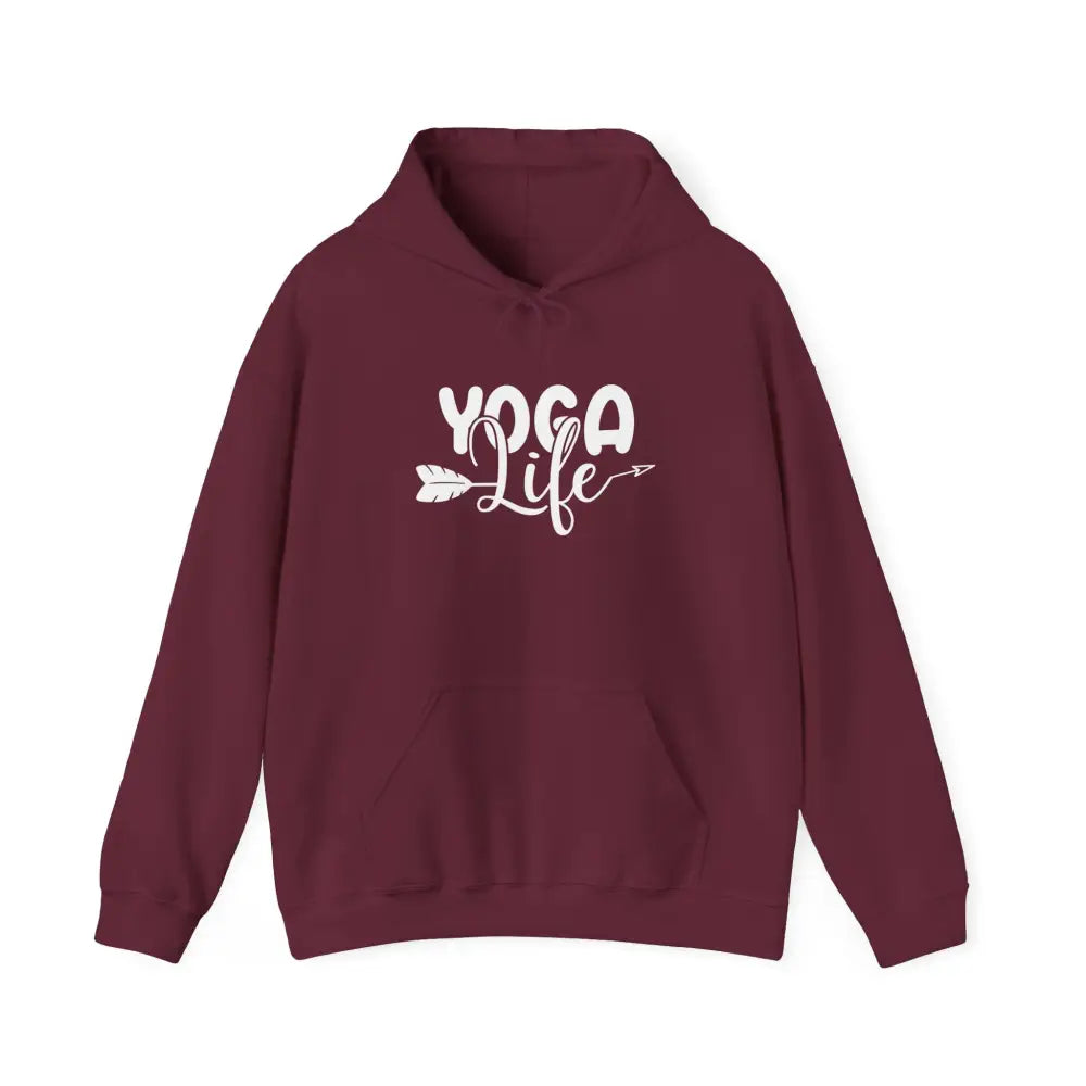 Yoga Life Hoodie - ’Yoga Life’ Arrow Graphic Pullover for Yogis - Hoodie