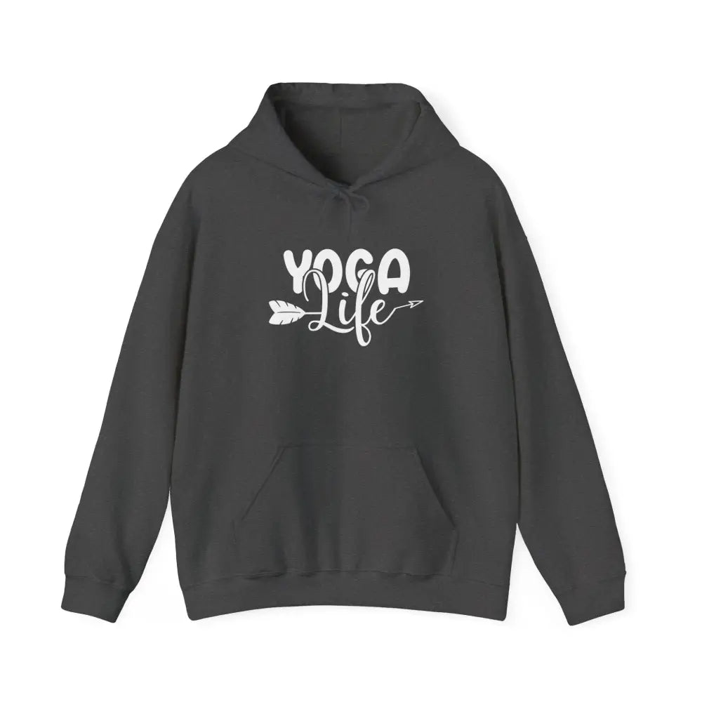 Yoga Life Hoodie - ’Yoga Life’ Arrow Graphic Pullover for Yogis - Hoodie
