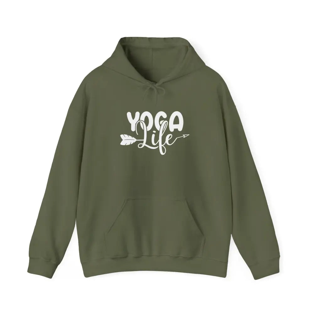 Yoga Life Hoodie - ’Yoga Life’ Arrow Graphic Pullover for Yogis - Hoodie