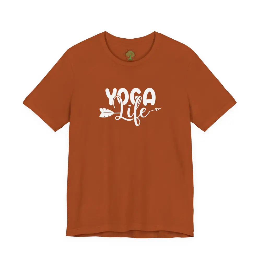 Yoga Life Tee, Women’s/Unisex Yoga T‑Shirt with Arrow Script Design - Autumn / S - T-Shirt