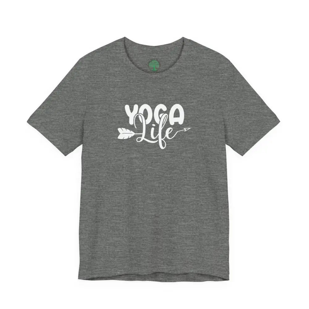 Yoga Life Tee, Women’s/Unisex Yoga T‑Shirt with Arrow Script Design - Deep Heather / M - T-Shirt