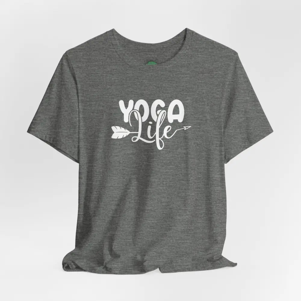 Yoga Life Tee, Women’s/Unisex Yoga T‑Shirt with Arrow Script Design - T-Shirt