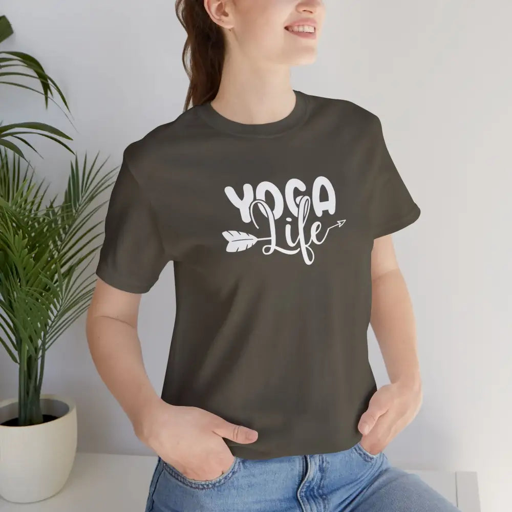 Yoga Life Tee, Women’s/Unisex Yoga T‑Shirt with Arrow Script Design - T-Shirt