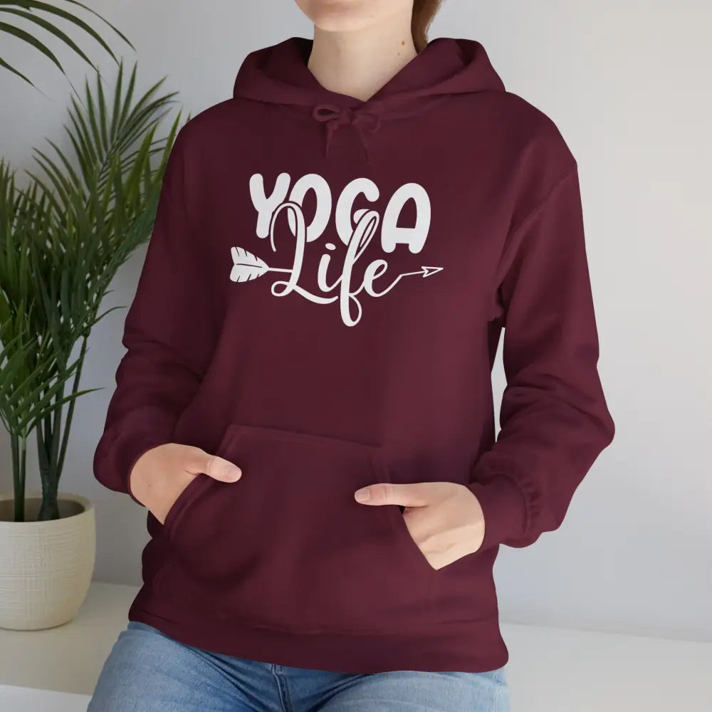 Yoga Life Unisex Heavy Blend™ Hooded Sweatshirt - Maroon / S - Hoodie