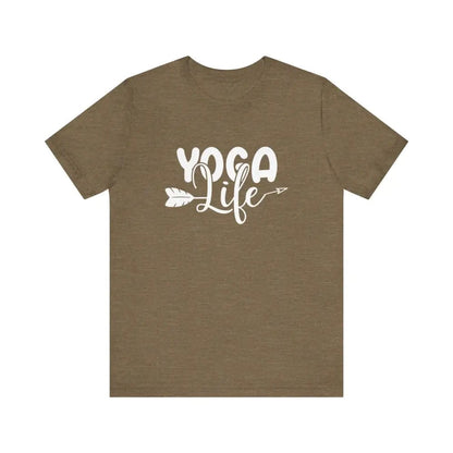 Yoga Life Unisex Jersey Short Sleeve Tee - Heather Olive / S - T-Shirt