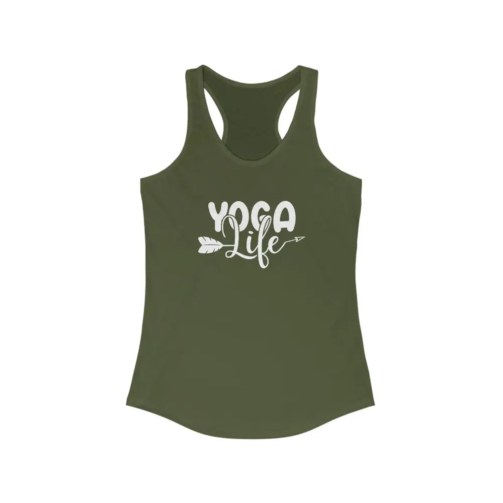 Yoga Life Women’s Ideal Racerback Tank - Solid Military Green / XS - Tank Top