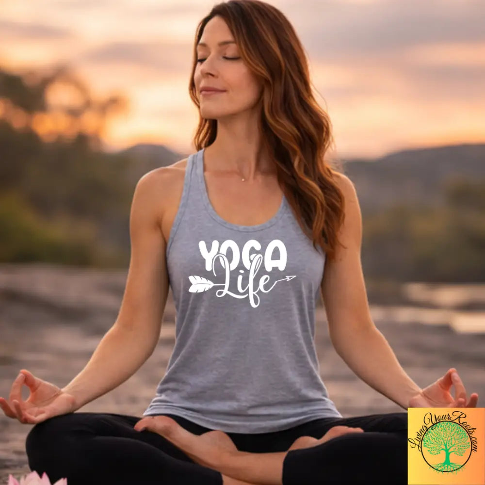 Yoga Life Women’s Racerback Tank, Comfortable Yoga Tank Top - XS / Heather Grey - Tank Top