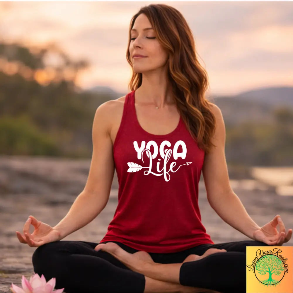 Yoga Life Women’s Racerback Tank, Comfortable Yoga Tank Top - XS / Solid Cardinal Red - Tank Top