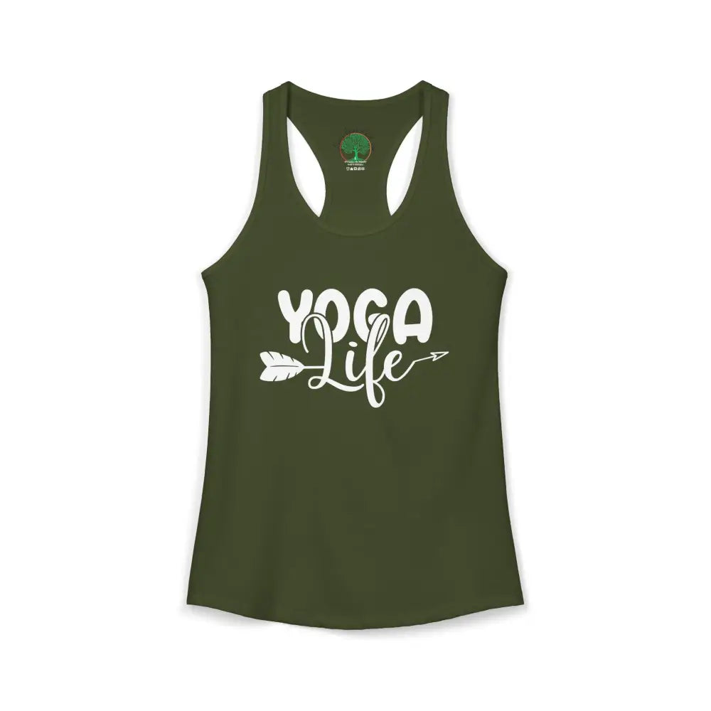Yoga Life Women’s Racerback Tank — Comfortable Yoga Tank Top - XS / Solid Military Green - Tank Top