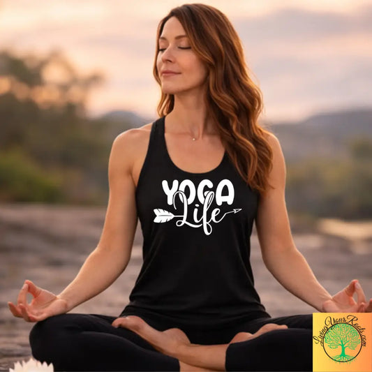 Yoga Life Women’s Racerback Tank, Comfortable Yoga Tank Top - XS / Solid Black - Tank Top