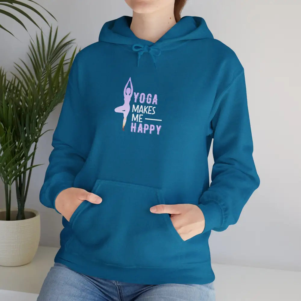 Yoga Makes Me Happy Heavy Blend™ Hooded Sweatshirt - Antique Sapphire / S - Hoodie