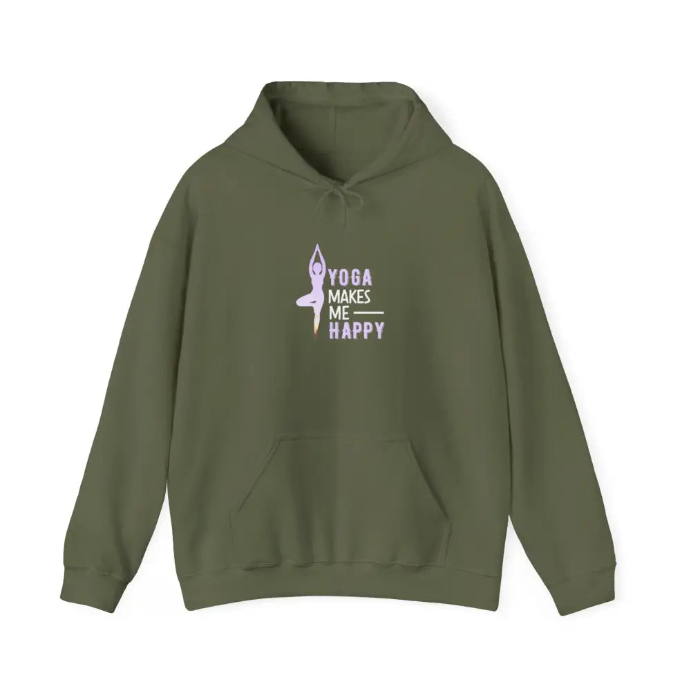 Yoga Makes Me Happy Heavy Blend™ Hooded Sweatshirt - Hoodie