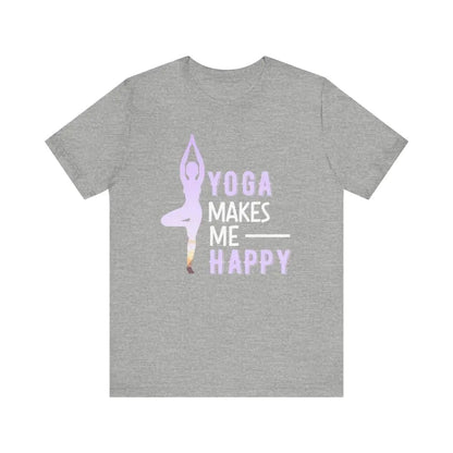 Yoga Makes Me Happy Unisex Jersey Short Sleeve Yoga Tee - Athletic Heather / S - T-Shirt