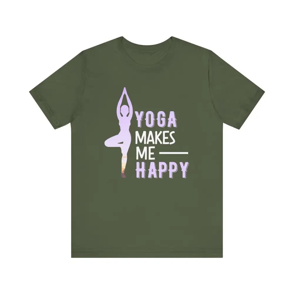 Yoga Makes Me Happy Unisex Jersey Short Sleeve Yoga Tee - Military Green / S - T-Shirt