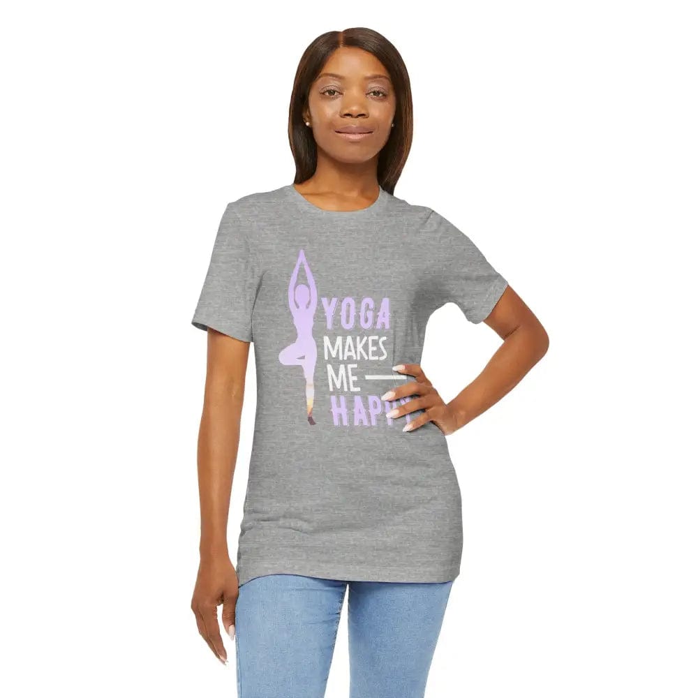 Yoga Makes Me Happy Unisex Jersey Short Sleeve Yoga Tee - T-Shirt