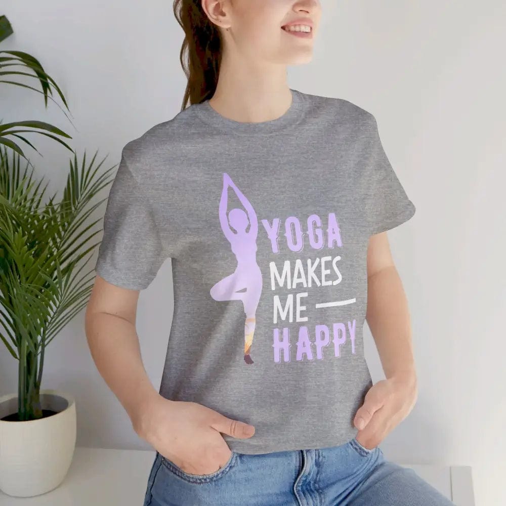 Yoga Makes Me Happy Unisex Jersey Short Sleeve Yoga Tee - T-Shirt