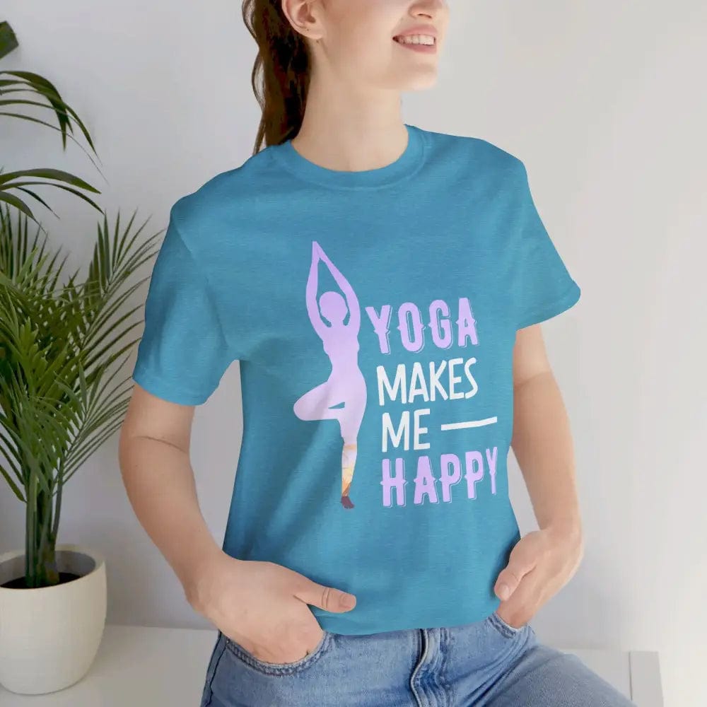 Yoga Makes Me Happy Unisex Jersey Short Sleeve Yoga Tee - T-Shirt