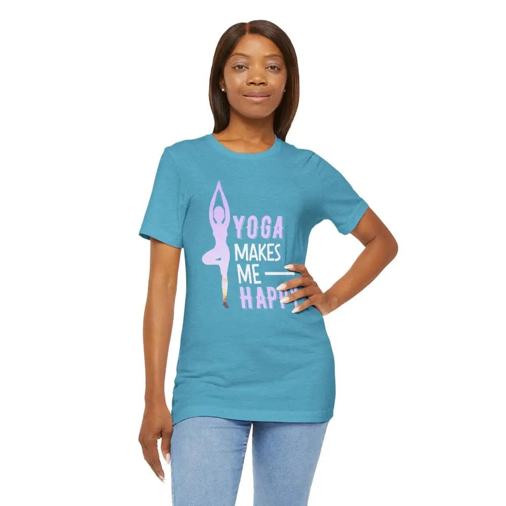 Yoga Makes Me Happy Unisex Jersey Short Sleeve Yoga Tee - T-Shirt