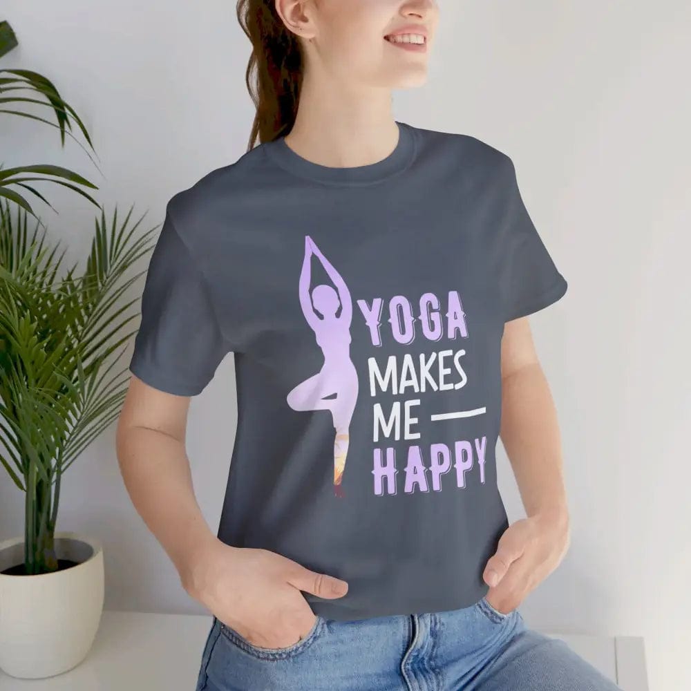 Yoga Makes Me Happy Unisex Jersey Short Sleeve Yoga Tee - T-Shirt