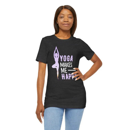 Yoga Makes Me Happy Unisex Jersey Short Sleeve Yoga Tee - T-Shirt