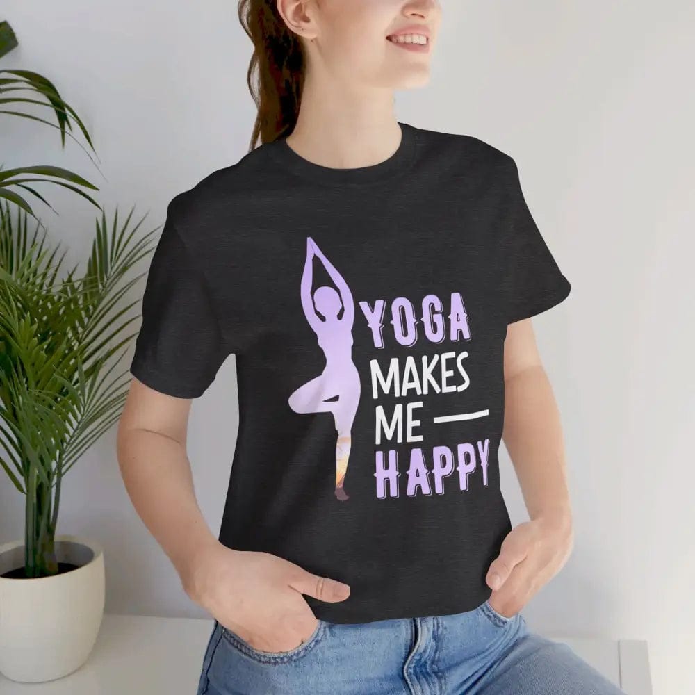 Yoga Makes Me Happy Unisex Jersey Short Sleeve Yoga Tee - T-Shirt