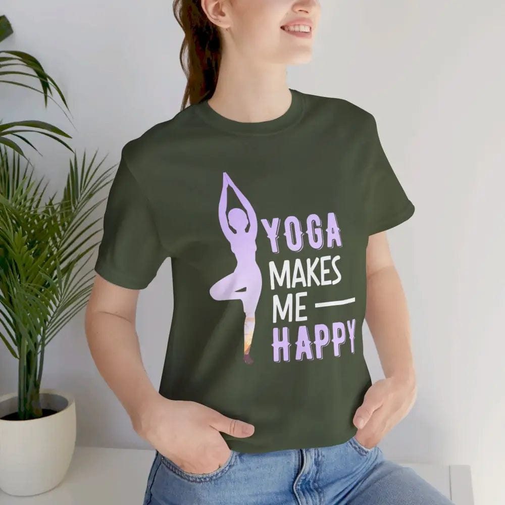 Yoga Makes Me Happy Unisex Jersey Short Sleeve Yoga Tee - T-Shirt