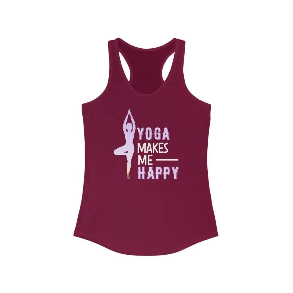 Yoga Makes Me Happy...Women’s Ideal Racerback Tank - Solid Cardinal Red / XS - Tank Top