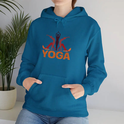 Yoga Pose Unisex Heavy Blend™ Hooded Sweatshirt - Antique Sapphire / S - Hoodie