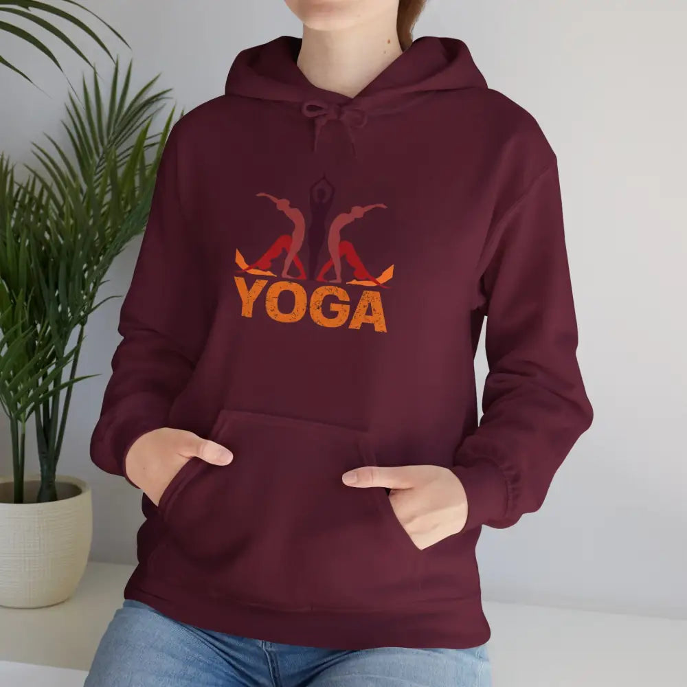 Yoga Pose Unisex Heavy Blend™ Hooded Sweatshirt - Maroon / S - Hoodie