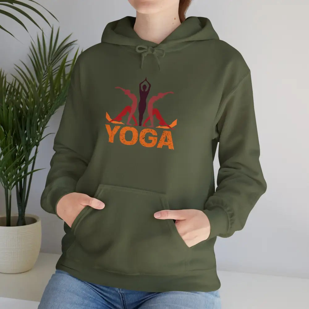 Yoga Pose Unisex Heavy Blend™ Hooded Sweatshirt - Military Green / S - Hoodie